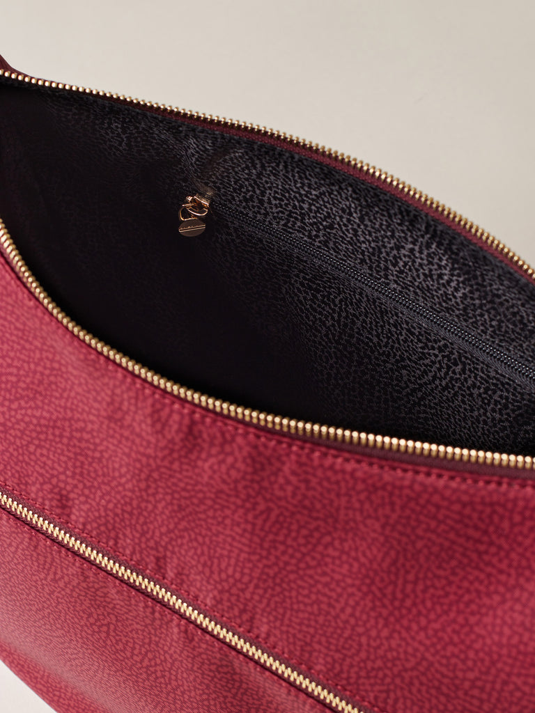 Hobo di tessuto riciclato Op e Pelle - ECO LINE LUNA BAG MEDIUM - Borbonese