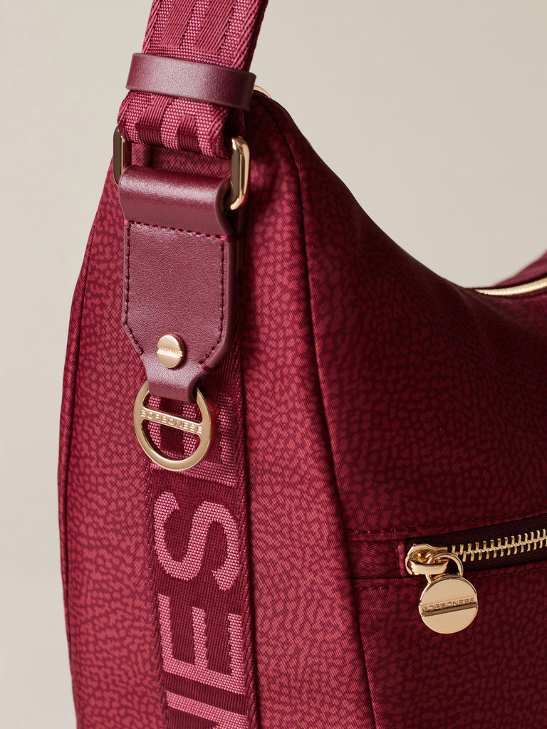 Hobo di tessuto riciclato Op e Pelle - ECO LINE LUNA BAG MEDIUM - Borbonese