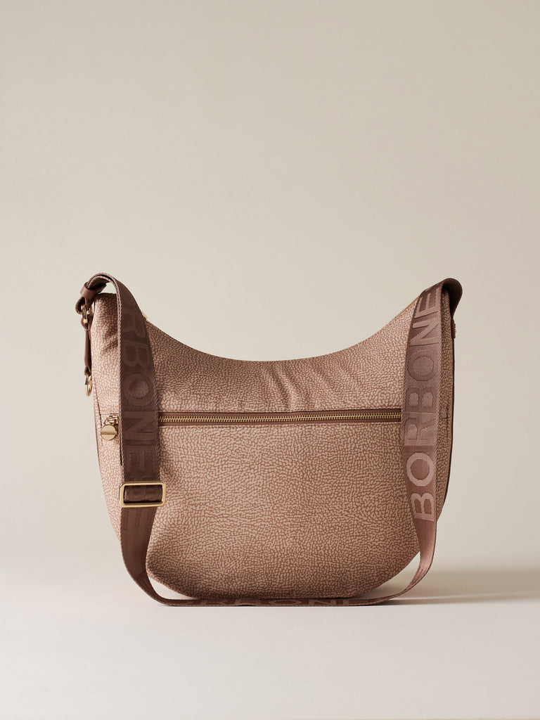 Hobo di tessuto riciclato Op e Pelle - ECO LINE LUNA BAG MEDIUM - Borbonese