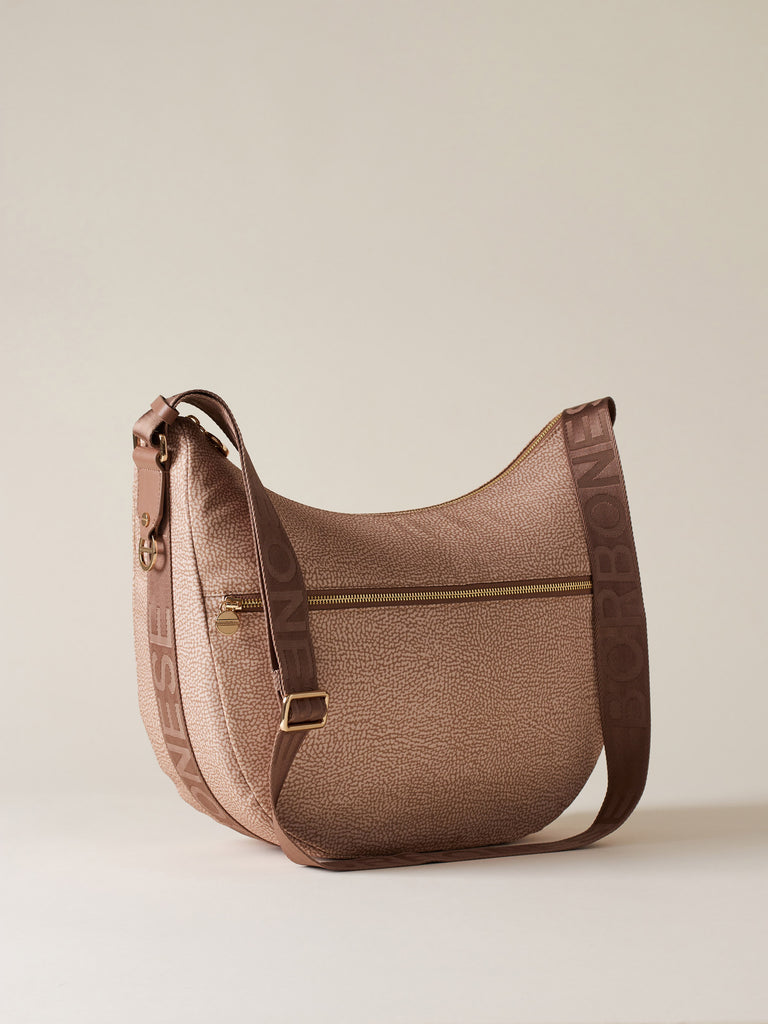 Hobo di tessuto riciclato Op e Pelle - ECO LINE LUNA BAG MEDIUM - Borbonese