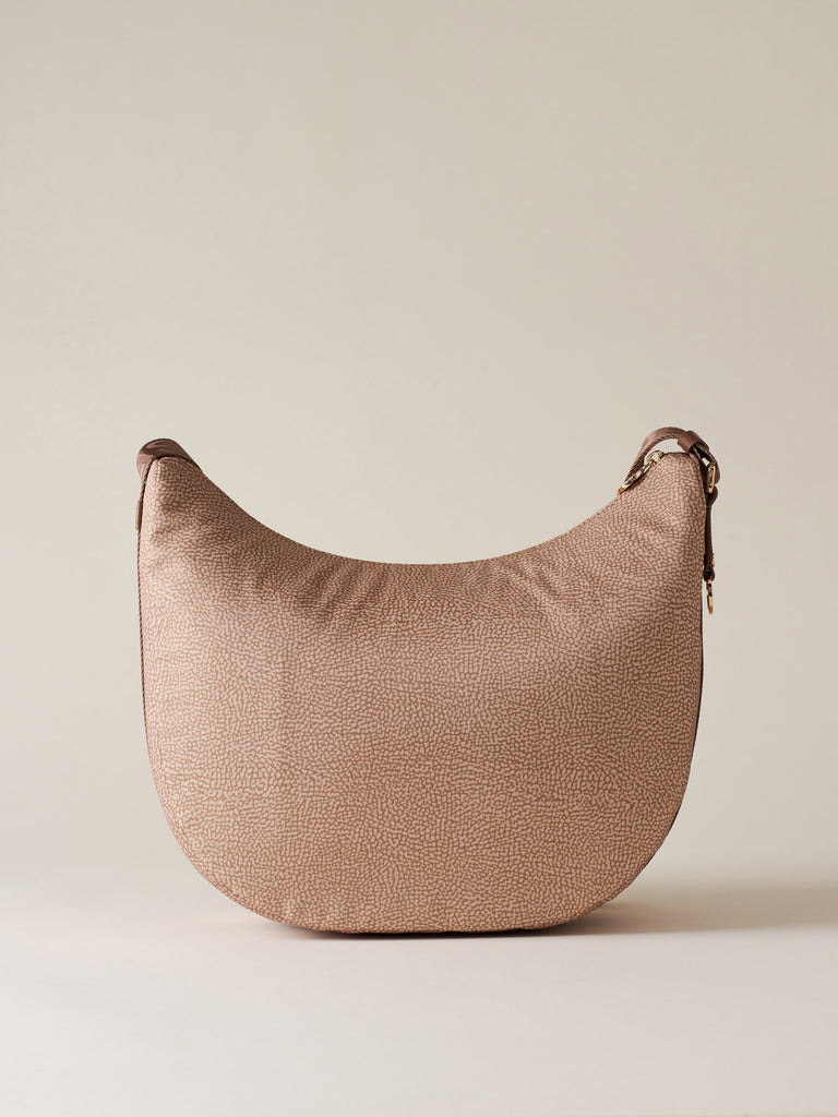 Hobo di tessuto riciclato Op e Pelle - ECO LINE LUNA BAG MEDIUM - Borbonese