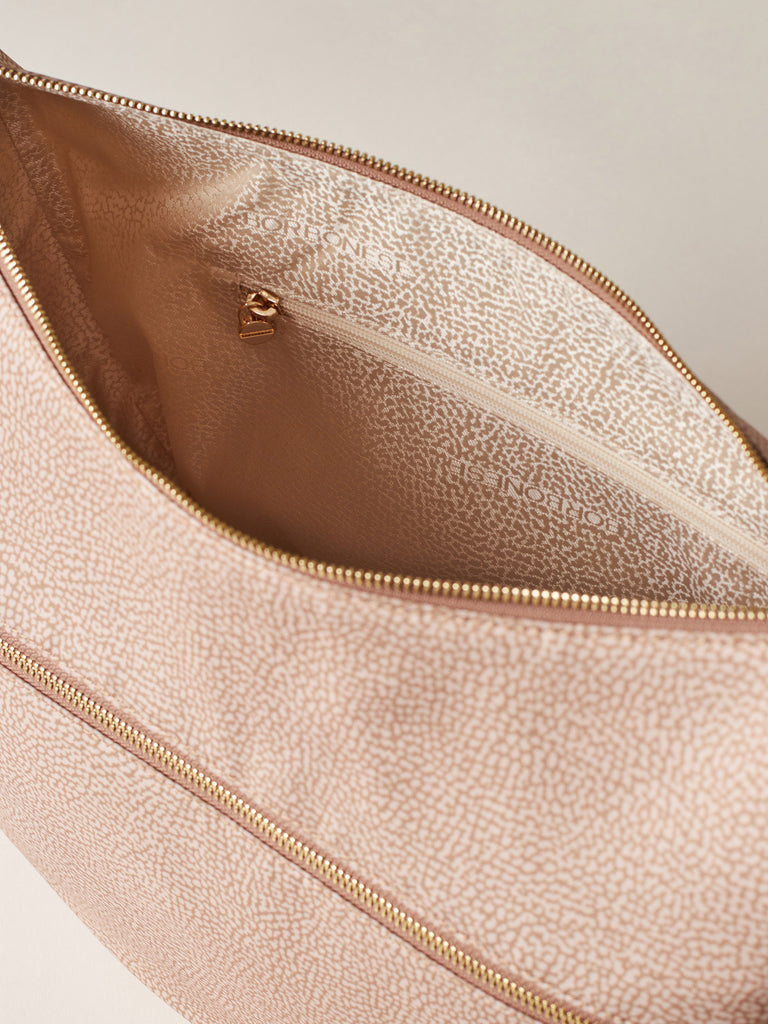 Hobo di tessuto riciclato Op e Pelle - ECO LINE LUNA BAG MEDIUM - Borbonese