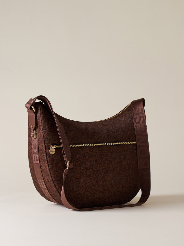 Hobo di tessuto riciclato Op e Pelle - ECO LINE LUNA BAG MEDIUM - Borbonese