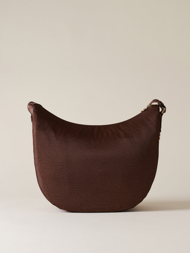 Hobo di tessuto riciclato Op e Pelle - ECO LINE LUNA BAG MEDIUM - Borbonese