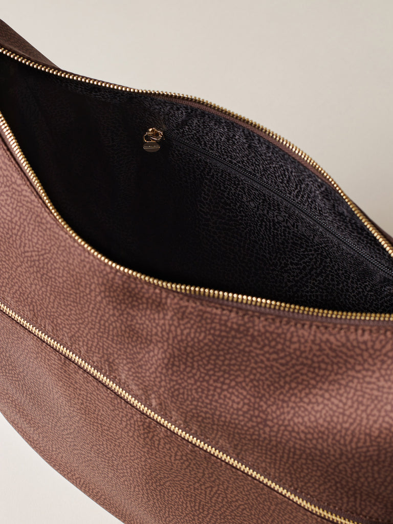 Hobo di tessuto riciclato Op e Pelle - ECO LINE LUNA BAG MEDIUM - Borbonese