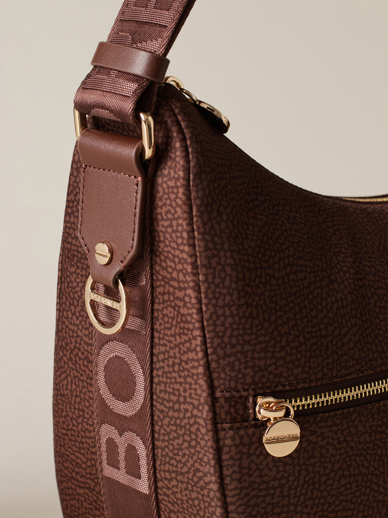 Hobo di tessuto riciclato Op e Pelle - ECO LINE LUNA BAG MEDIUM - Borbonese