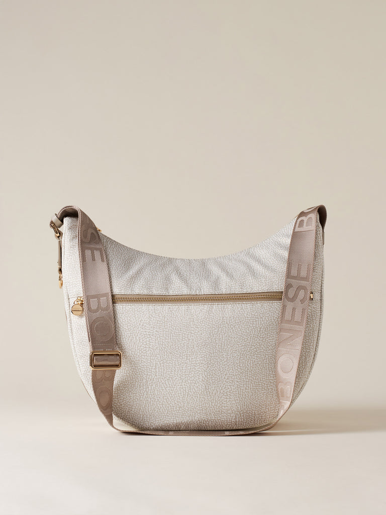 Hobo di Tessuto Riciclato OP e Pelle - ECO LINE LUNA BAG MEDIUM - Borbonese