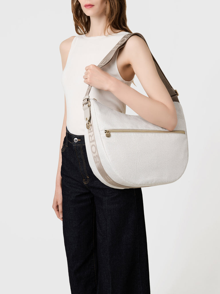 Hobo di Tessuto Riciclato OP e Pelle - ECO LINE LUNA BAG MEDIUM - Borbonese