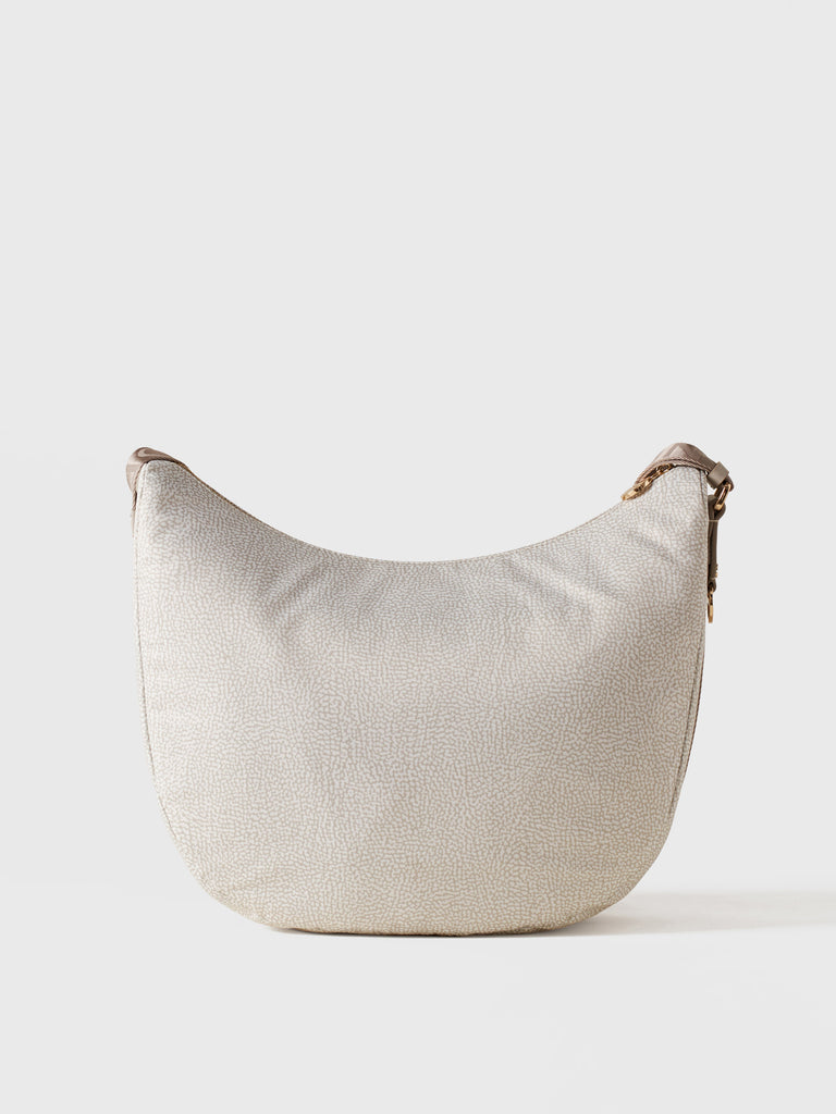 Hobo di Tessuto Riciclato OP e Pelle - ECO LINE LUNA BAG MEDIUM - Borbonese
