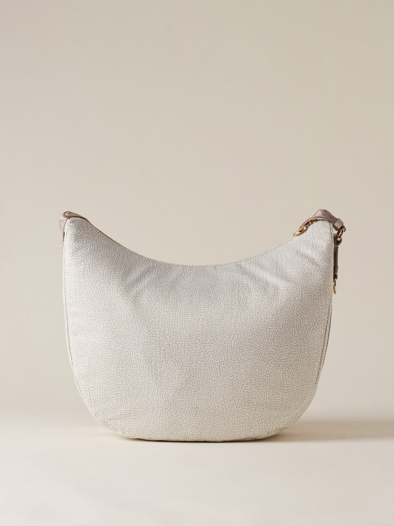 Hobo di Tessuto Riciclato OP e Pelle - ECO LINE LUNA BAG MEDIUM - Borbonese