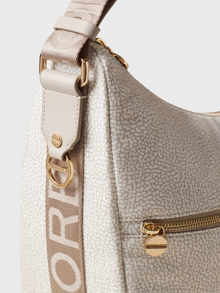 Hobo di Tessuto Riciclato OP e Pelle - ECO LINE LUNA BAG MEDIUM - Borbonese