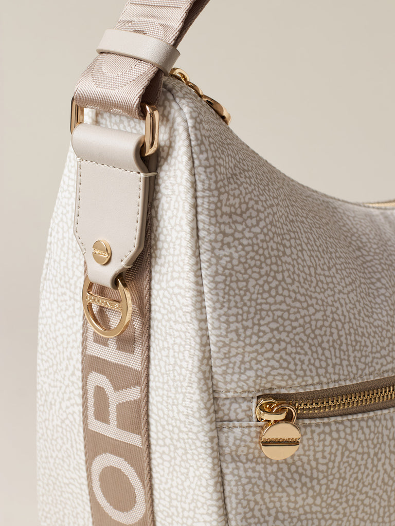 Hobo di Tessuto Riciclato OP e Pelle - ECO LINE LUNA BAG MEDIUM - Borbonese