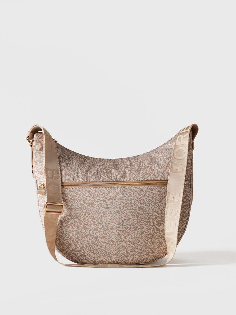 Hobo di Tessuto Riciclato OP e Pelle - ECO LINE LUNA BAG MEDIUM - Borbonese