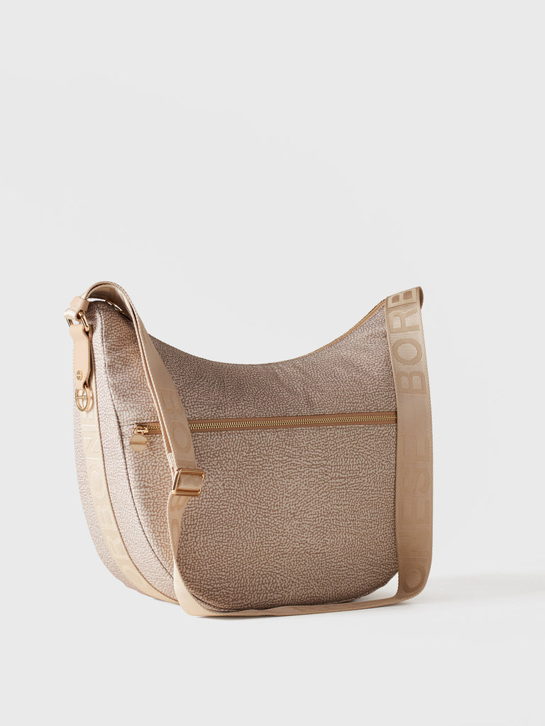 Hobo di Tessuto Riciclato OP e Pelle - ECO LINE LUNA BAG MEDIUM - Borbonese