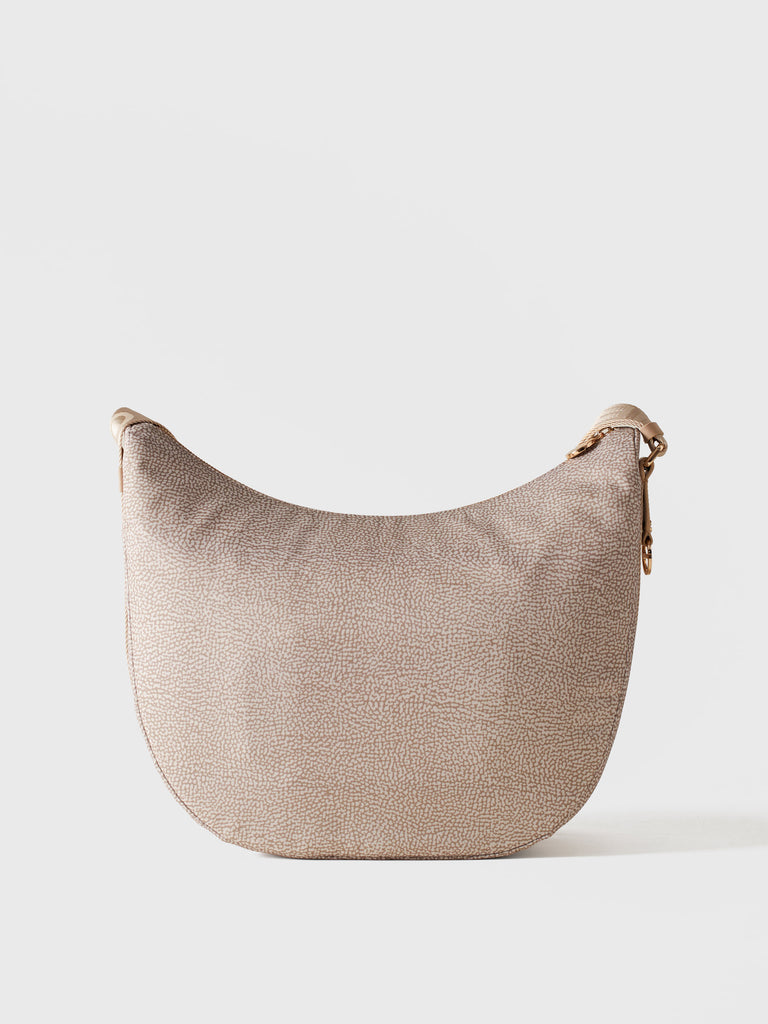 Hobo di Tessuto Riciclato OP e Pelle - ECO LINE LUNA BAG MEDIUM - Borbonese