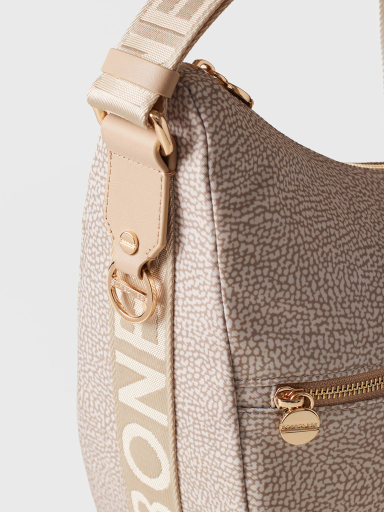 Hobo di Tessuto Riciclato OP e Pelle - ECO LINE LUNA BAG MEDIUM - Borbonese