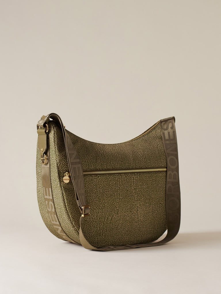 Hobo di Tessuto Riciclato OP e Pelle - ECO LINE LUNA BAG MEDIUM - Borbonese