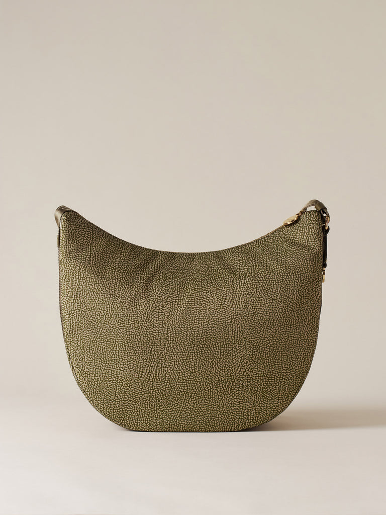 Hobo di Tessuto Riciclato OP e Pelle - ECO LINE LUNA BAG MEDIUM - Borbonese