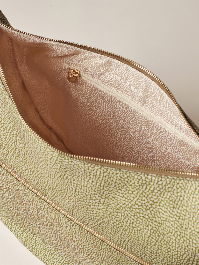 Hobo di Tessuto Riciclato OP e Pelle - ECO LINE LUNA BAG MEDIUM - Borbonese