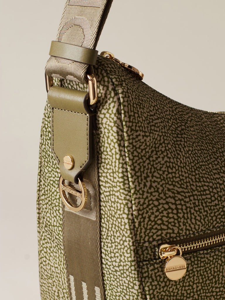 Hobo di Tessuto Riciclato OP e Pelle - ECO LINE LUNA BAG MEDIUM - Borbonese