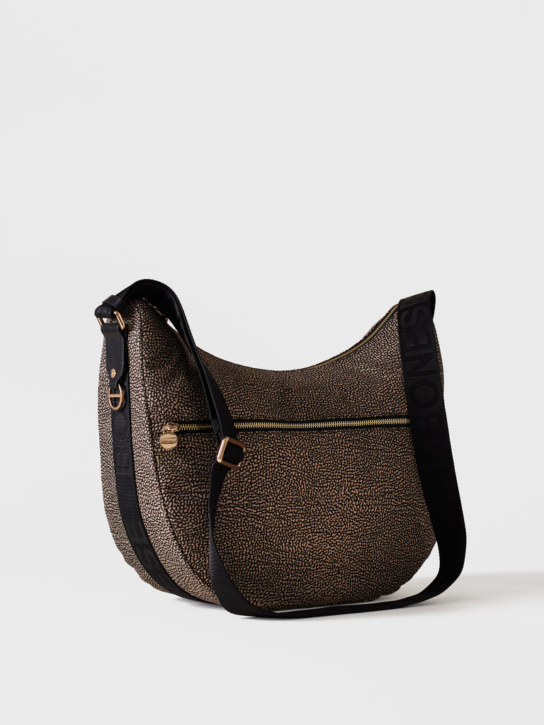 Hobo di Tessuto Riciclato OP e Pelle - ECO LINE LUNA BAG MEDIUM - Borbonese