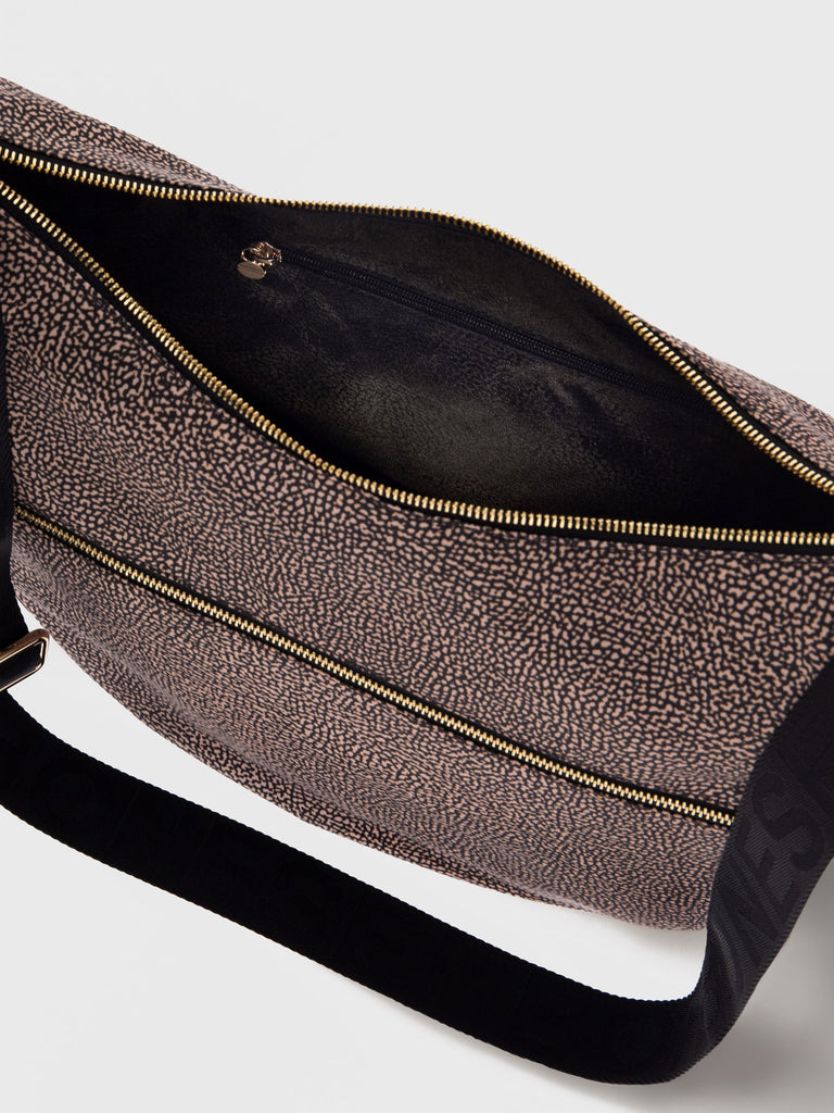 Hobo di Tessuto Riciclato OP e Pelle - ECO LINE LUNA BAG MEDIUM - Borbonese
