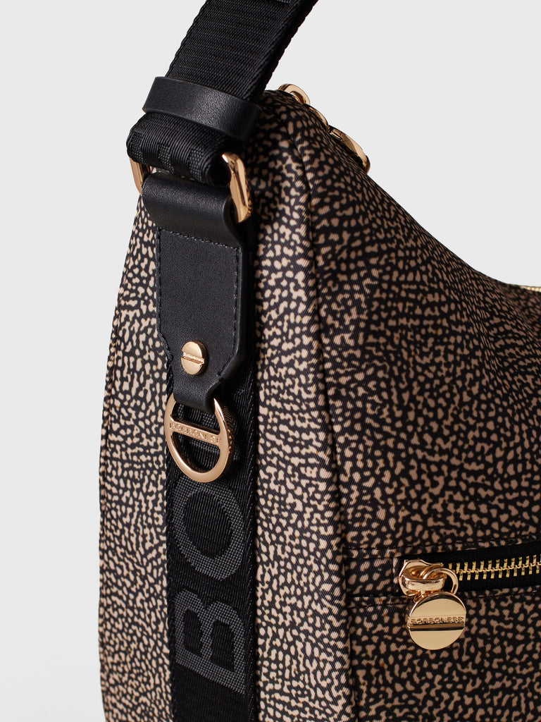 Hobo di Tessuto Riciclato OP e Pelle - ECO LINE LUNA BAG MEDIUM - Borbonese