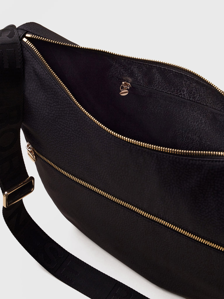 Hobo di Tessuto Riciclato OP e Pelle - ECO LINE LUNA BAG MEDIUM - Borbonese