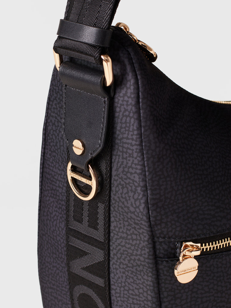 Hobo di Tessuto Riciclato OP e Pelle - ECO LINE LUNA BAG MEDIUM - Borbonese