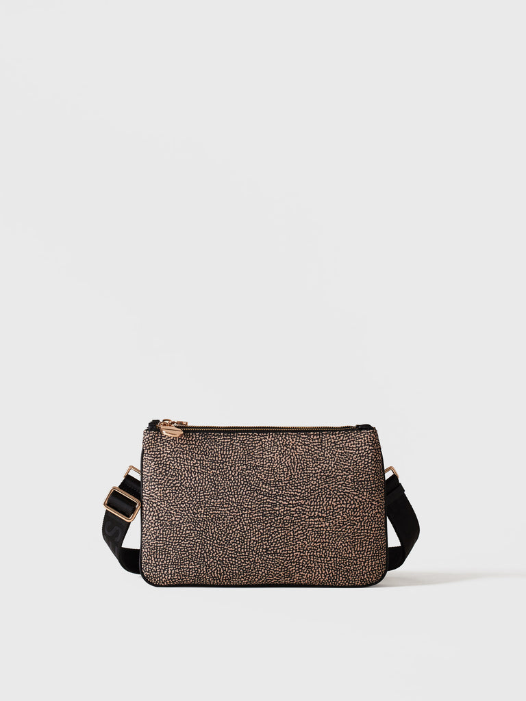 Recycled OP Fabric and Leather Crossbody Strap - ECO LINE SMALL CROSSBODY BAG - Borbonese