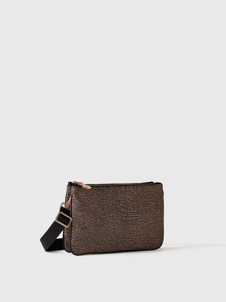 Recycled OP Fabric and Leather Crossbody Strap - ECO LINE SMALL CROSSBODY BAG - Borbonese
