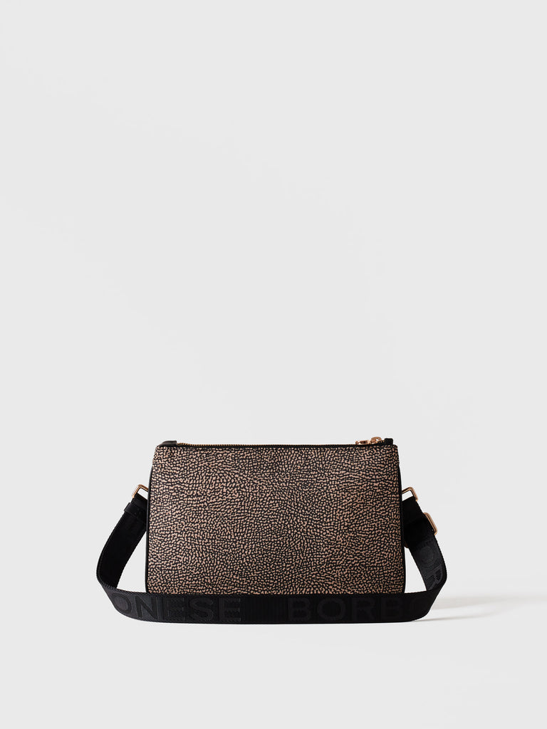 Recycled OP Fabric and Leather Crossbody Strap - ECO LINE SMALL CROSSBODY BAG - Borbonese
