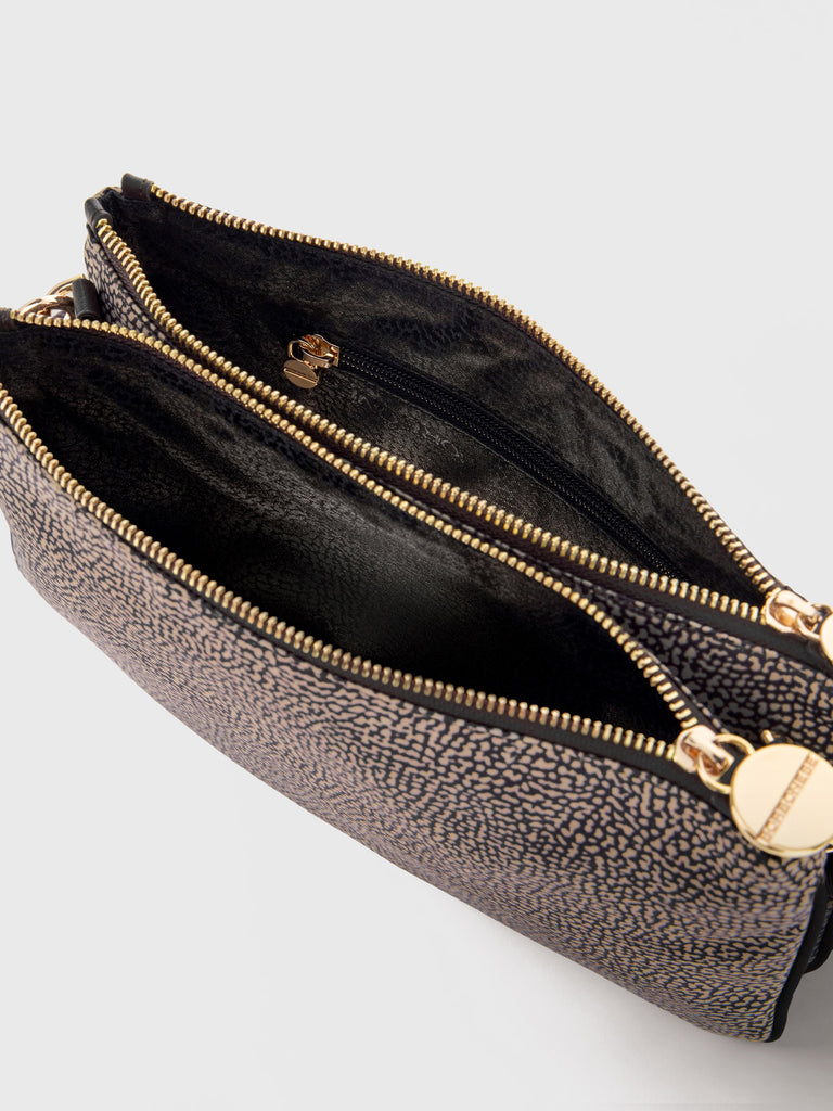 Recycled OP Fabric and Leather Crossbody Strap - ECO LINE SMALL CROSSBODY BAG - Borbonese