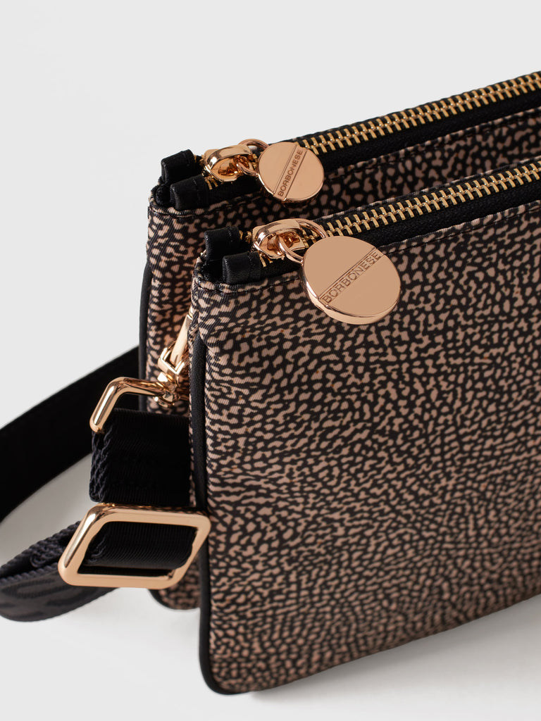Recycled OP Fabric and Leather Crossbody Strap - ECO LINE SMALL CROSSBODY BAG - Borbonese