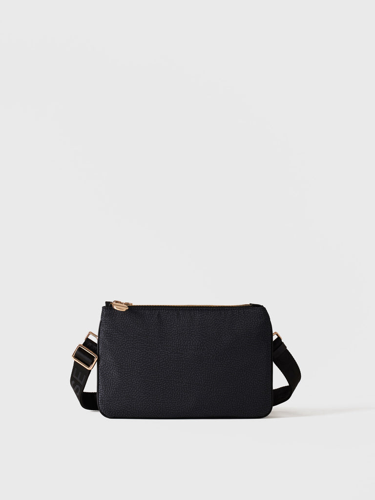Recycled OP Fabric and Leather Crossbody Strap - ECO LINE SMALL CROSSBODY BAG - Borbonese