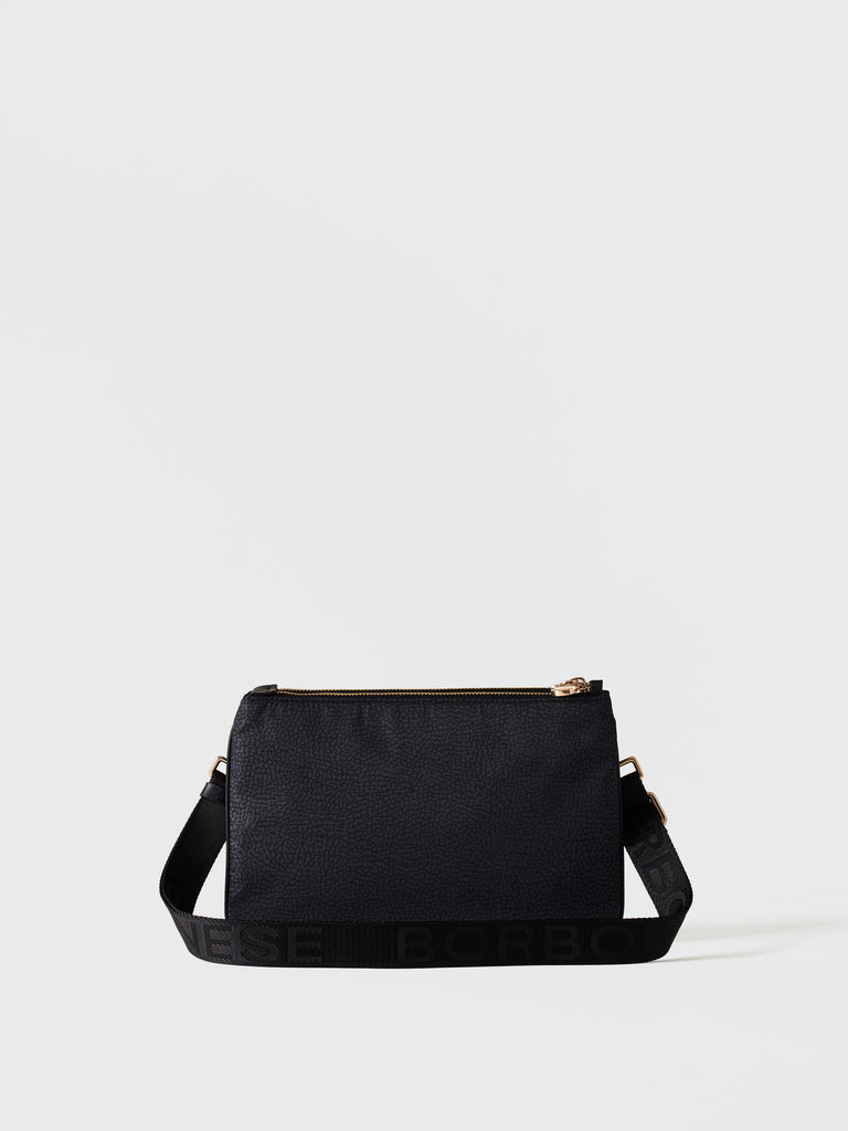 Recycled OP Fabric and Leather Crossbody Strap - ECO LINE SMALL CROSSBODY BAG - Borbonese