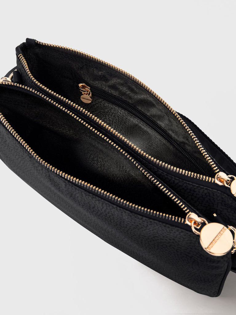 Recycled OP Fabric and Leather Crossbody Strap - ECO LINE SMALL CROSSBODY BAG - Borbonese