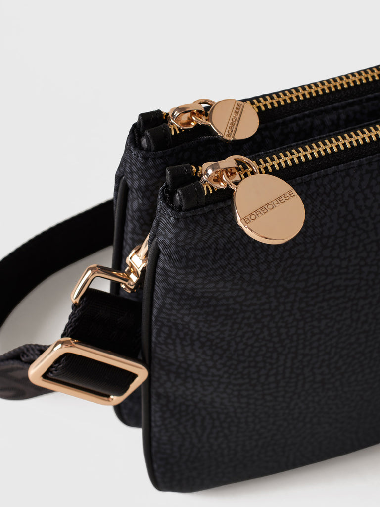 Recycled OP Fabric and Leather Crossbody Strap - ECO LINE SMALL CROSSBODY BAG - Borbonese