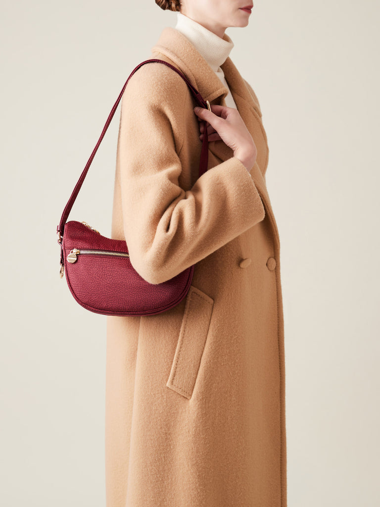 Hobo di tessuto riciclato Op e Pelle - ECO LINE LUNA BAG MINI - Borbonese