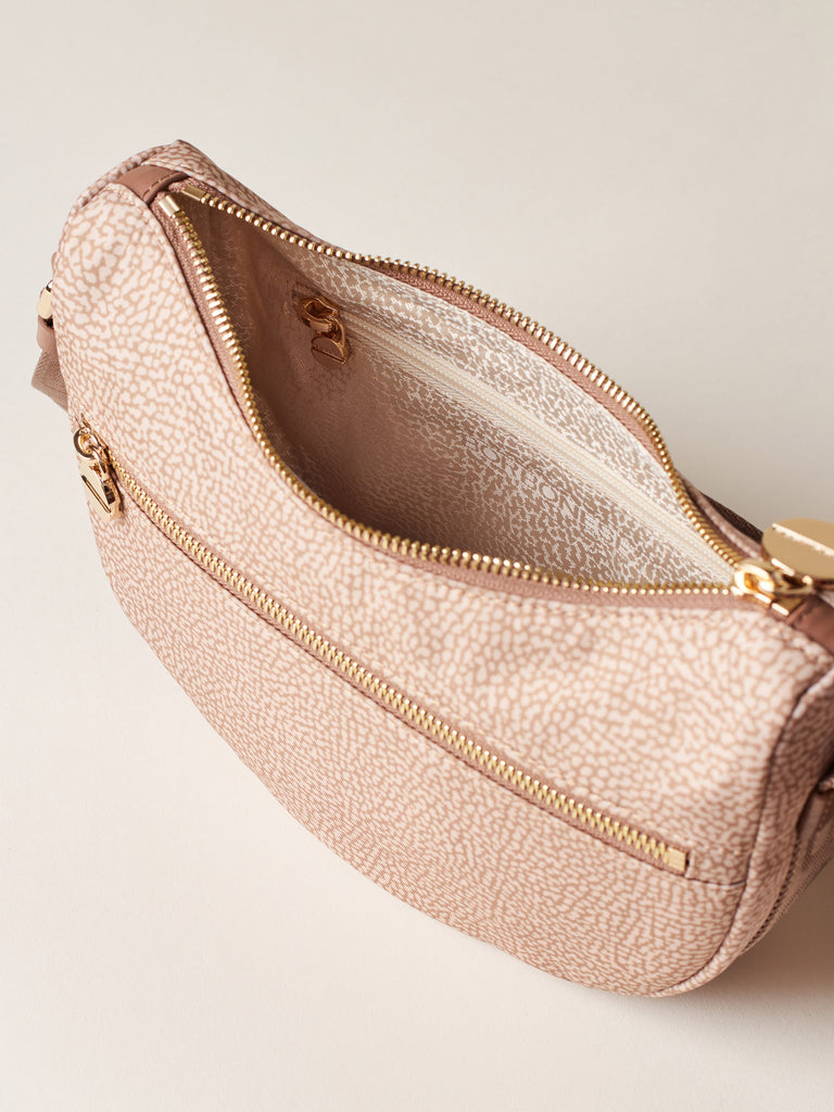 Hobo di tessuto riciclato Op e Pelle - ECO LINE LUNA BAG MINI - Borbonese