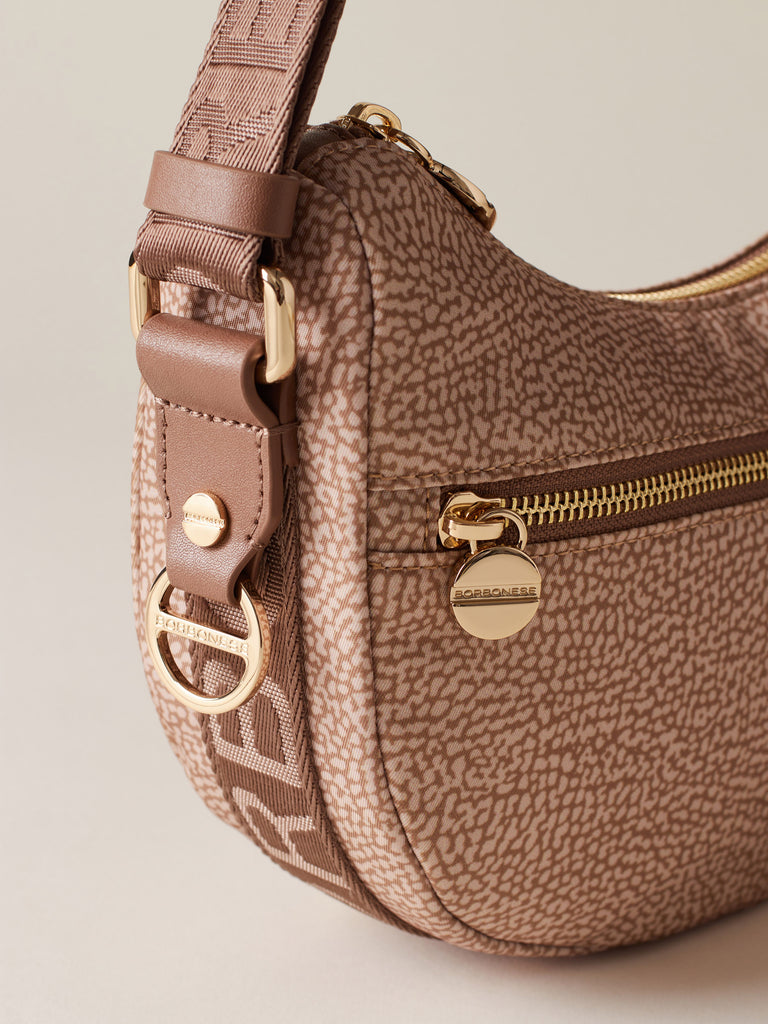 Hobo di tessuto riciclato Op e Pelle - ECO LINE LUNA BAG MINI - Borbonese