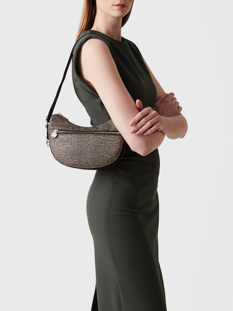 Recycled OP Fabric and Leather Hobo - ECO LINE LUNA MINI BAG - Borbonese