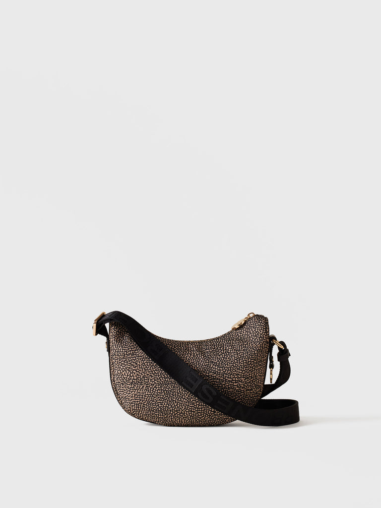 Recycled OP Fabric and Leather Hobo - ECO LINE LUNA MINI BAG - Borbonese