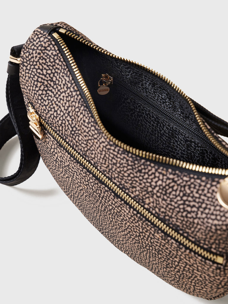 Recycled OP Fabric and Leather Hobo - ECO LINE LUNA MINI BAG - Borbonese