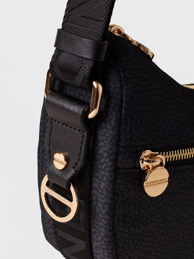 Recycled OP Fabric and Leather Hobo - ECO LINE LUNA MINI BAG - Borbonese