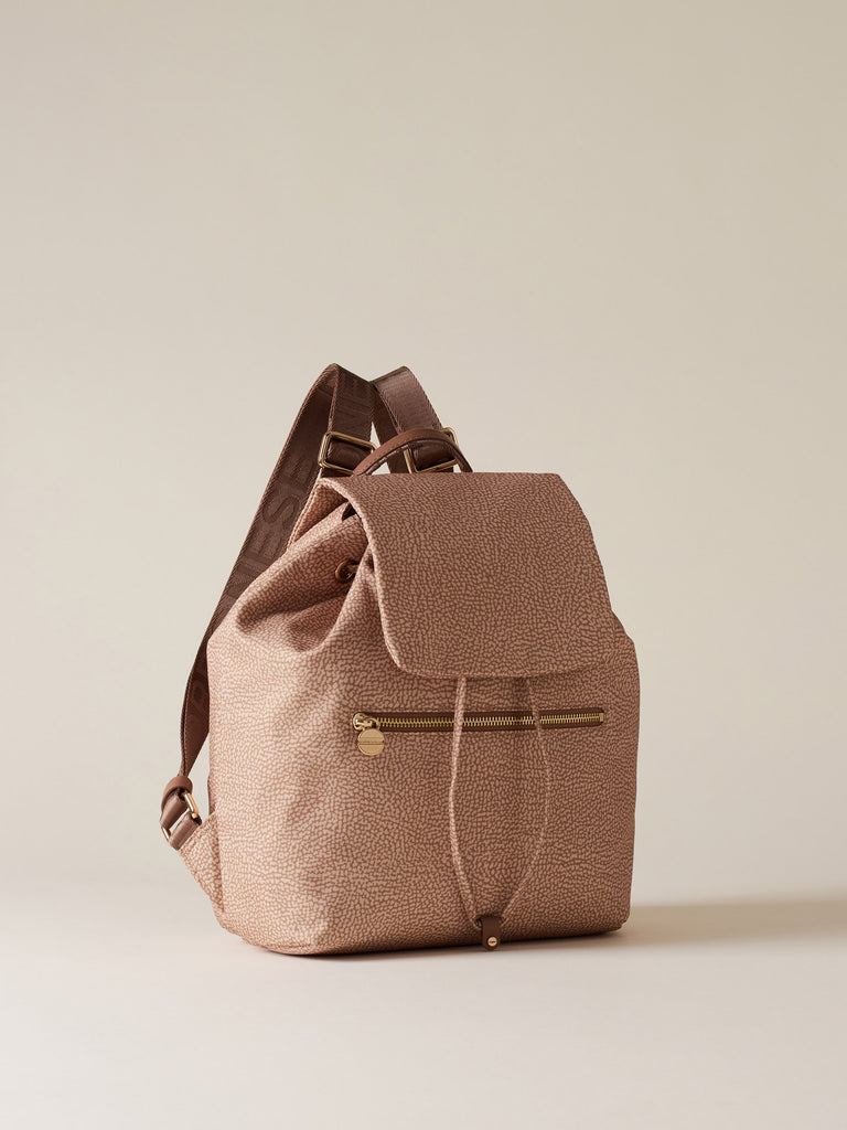 Zaino di tessuto riciclato Op e Pelle - ECO LINE ZAINO MEDIUM - Borbonese