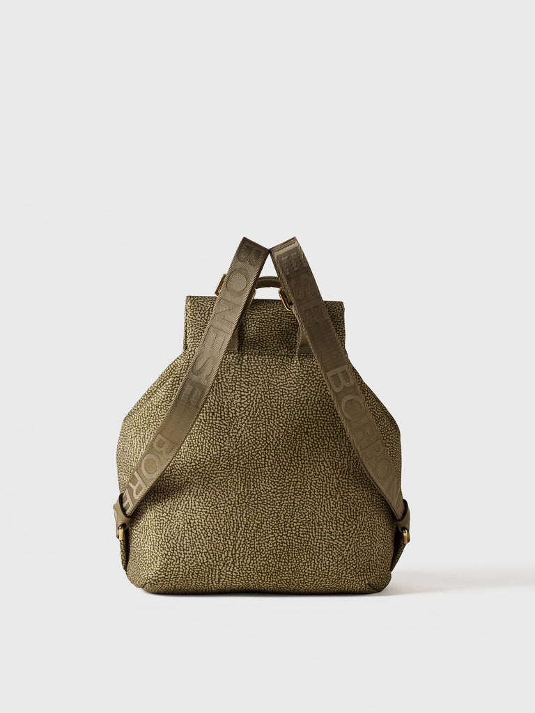 OP printed recycled fabric and Leather backpack - ECO LINE BACKPACK MEDIUM - Borbonese