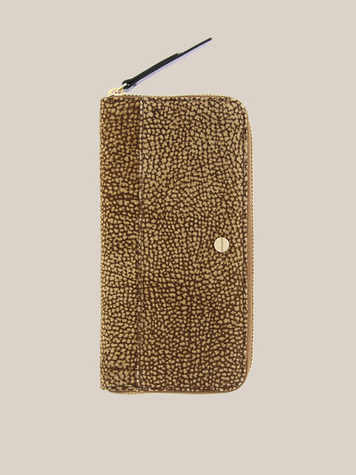 Borbonese 3 Zip Around Purse Op Natural/Dark Brown_1