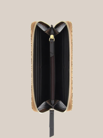 Borbonese 3 Zip Around Purse Op Natural/Dark Brown_2