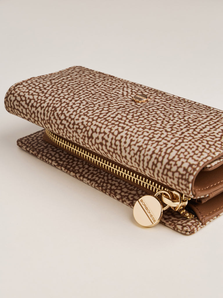 OP recycled recycled fabric & leather wallet   - PORTAFOGLIO CLASSICA MEDIUM - Borbonese